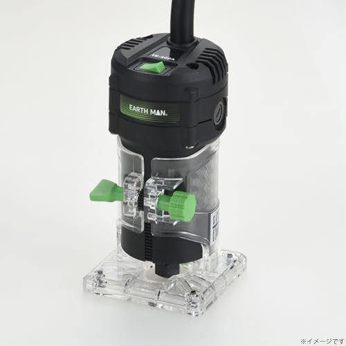 髙儀(Takagi) EARTH MAN 電動トリマー 電動工具 コード式 ソフトスタート 深さ調整自在 ダイヤル式 バキュームアダプター付属 コンパクトボディ 木工 切削 溝切り 円加工 トリミング 文字加工 表札 看板 軸径6mm コード長2m TR-400A