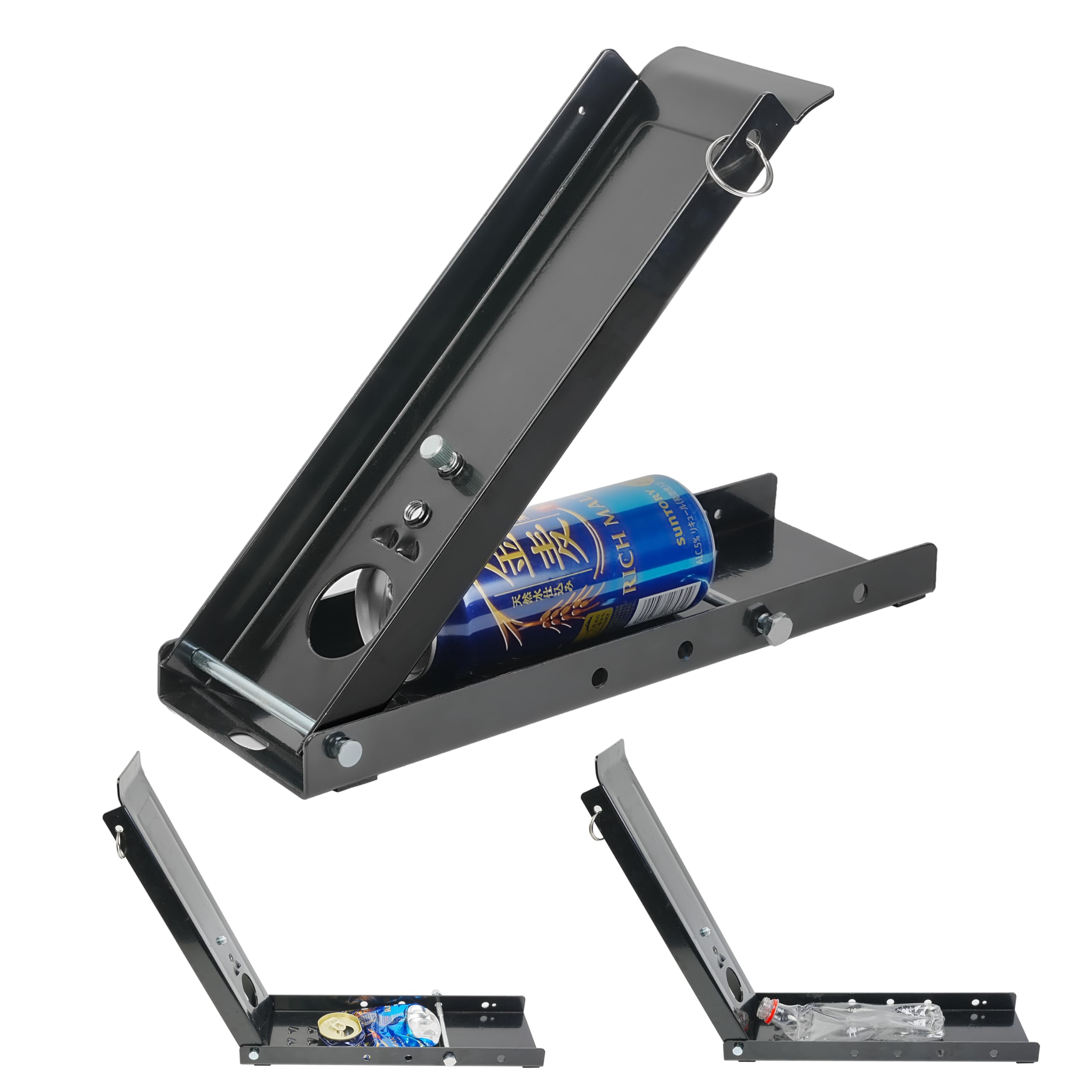 GUNSEED 空き缶潰し器（金属製）、足踏み缶潰し機、空き缶潰しは壁掛け収納が可能、アルミ缶 スチール缶 ペットボトル つぶし機、缶が滑って飛び出すのを防ぐ、ペットボトルも潰せる ガス抜き付き